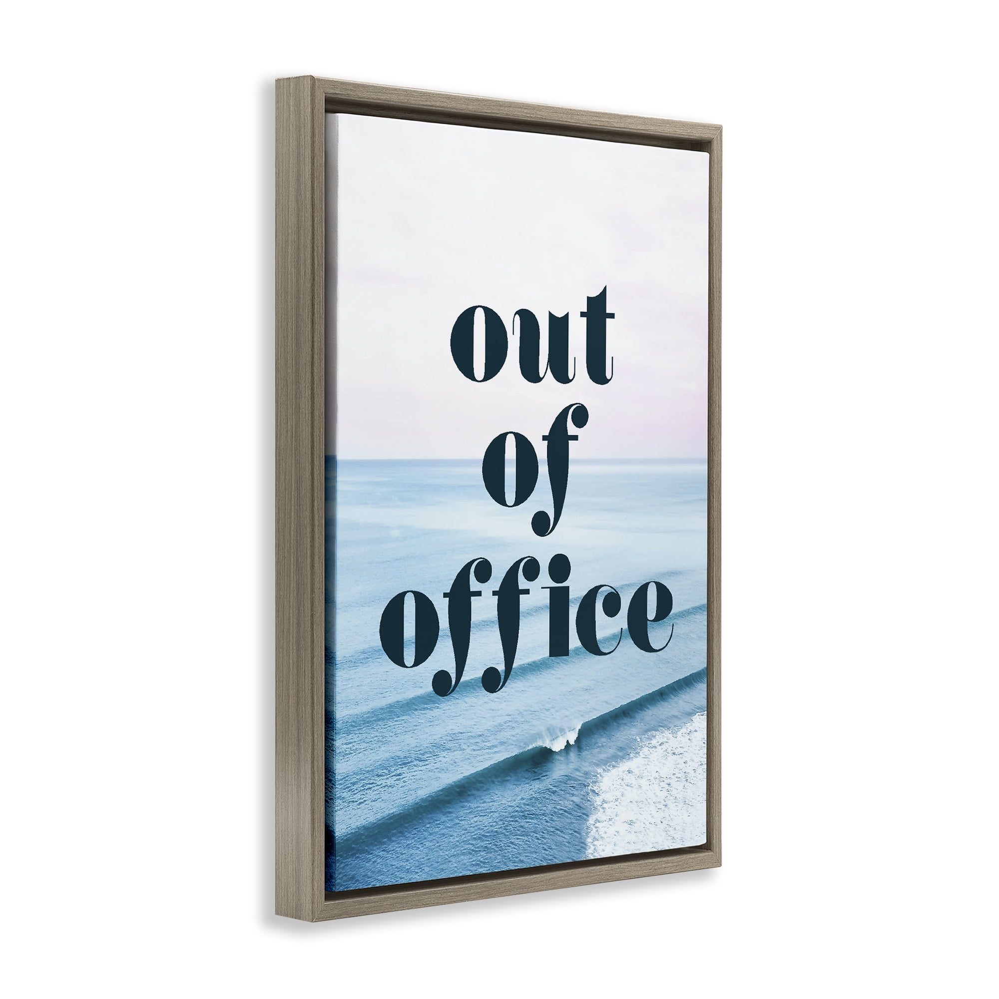 Out of Office Ocean Waves Brown Framed Floater Canvas Wall Art, design by Lil' Rue