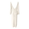 thumbnail image 5 of Women's Crochet Maxi Cover Up Dress, Long Sleeve, V Neck, Sexy Bodycon, Ideal for Beach Swim Vacation, 5 of 5
