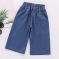 thumbnail image 4 of Bigetiay Girls Denim Wide Leg Pants Summer Thin Knot Casual Loose Trousers Toddler, Size 5-6 Years, 4 of 6