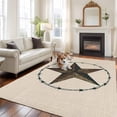 thumbnail image 3 of Area Rug 72×108in, Vintage Texas Star Floor Carpet Living Room Rug, Western Theme Pentagram on Linen Non-Slip Welcome Mat Indoor Rugs for Bedroom Dining Room, 3 of 9