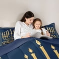 thumbnail image 5 of Feelyou Western Chanukah Hanukkah Bedding Comforter Set, Vintage Menorah Dreidel Twin Comforter Sets, Olive Branch Reversible Bedding Set, Super Cozy Room Decor, 2pcs, 5 of 8