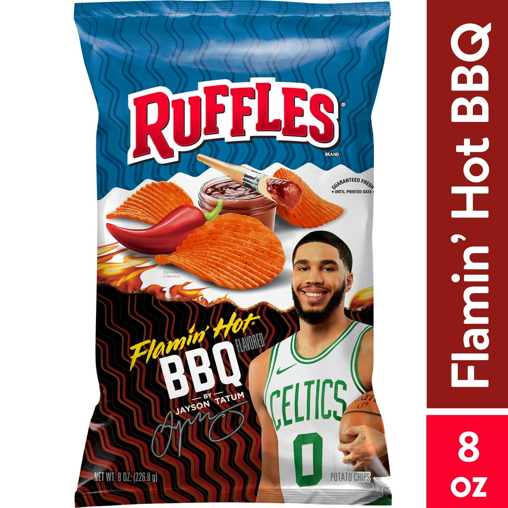 Ruffles Flamin' Hot BBQ Flavored Potato Chips, 8 oz Bag - Walmart.com ...