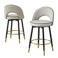 thumbnail image 5 of Hassch Modern Swivel Bar Stools Set of 2, PU Leather Counter Height Chairs with 360° Rotating Seat, Black Metal Legs & Golden Foot Ring (Gray), 5 of 10