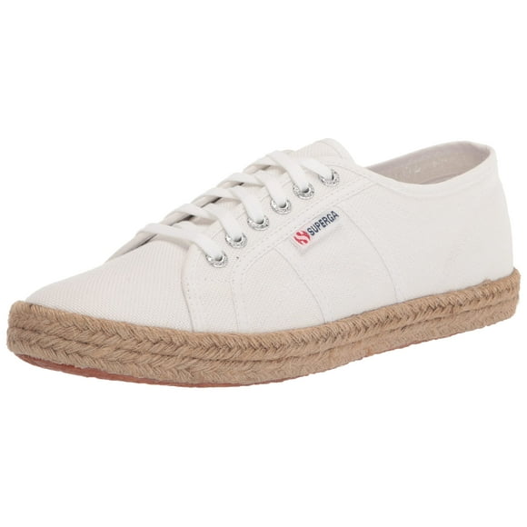 SUPERGA Womens White Woven Logo Round Toe Platform Lace-Up Athletic Sneakers Shoes 39