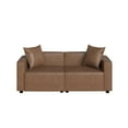 thumbnail image 4 of Mainstays Wynnewood 75" Low Profile Faux Leather Sofa Couch with 2 Throw Cushions, Brown, 4 of 23