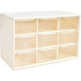 thumbnail image 1 of Caja de almacenamiento con 9 compartimentos para guardar piezas pequeñas, tornillos, herramientas de bricolaje, organizador blanco de 3 niveles con cajones transparentes, 1 of 7