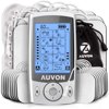 AUVON Dual Channel TENS Unit Muscle Stimulator (Family Pack), 20 Modes Rechargeable TENS Machine with Huge Pack of 24 Pcs Reusable TENS Unit Electrode Pads (2"x2" 16pcs, 2"x4" 8pcs)
