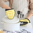 thumbnail image 2 of yellow buffalo plaid Oven Mitts Heat Resistant - Soft Lining Silicone Mini Oven Mitts with HangingLoop, Kitchen Oven Gloves Heat Resistant 500℉ for Cooking Baking Microwave, 2 of 7