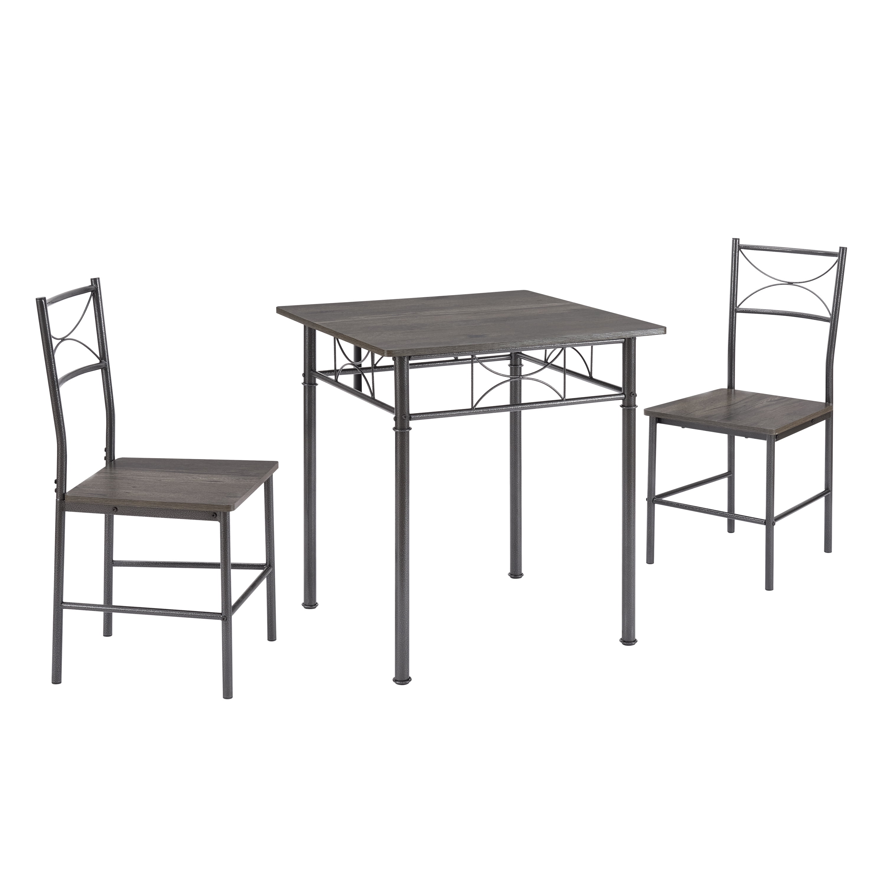 Aukfa 3-Piece Dining Table Set,Modern Kitchen Table with 2 Upholstered Chairs for Apartment,Gray