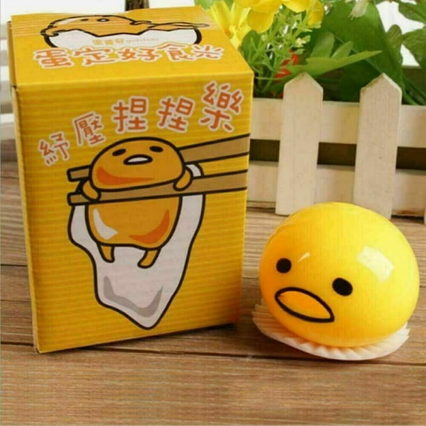 Squishy puking egg yolk stress ball with yellow goop hotsell