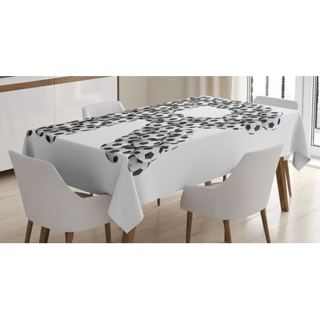 

Letter R Tablecloth Soccer Themed Pattern Abstract Alphabet Design Uppercase Character R Sign Rectangular Table Cover for Dining Room Kitchen 52 X 70 Inches Black and White by Ambesonne