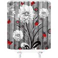 thumbnail image 3 of Rustic Dahlia Shower Curtain Farm Floral Orange Flower Butterfly Abstract Branch Vintage Wooden Plank Shabby Barn Door Retro Farmhouse Spring Plant Fabric Bathroom Curtain with Hook84"Wx72"H, 3 of 3
