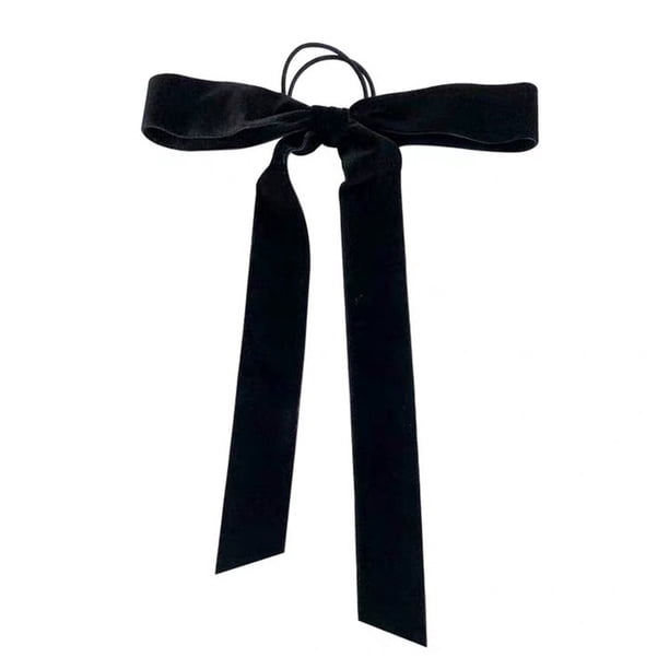 Lazos para el pelo de terciopelo negro para mujeres y niñas, regalo de banda para el pelo, accesorios de peinado para niñas pequeñas, bonito clip para el pelo, elegante soporte para cola de caballo