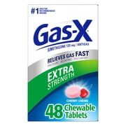 Gas-X Extra Strength Chewable Gas Relief Tablets With Simethicone 125 Mg, Cherry - 48 Count