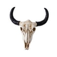 thumbnail image 4 of Escultura de cráneo de toro Obra de arte Cabeza de cráneo Colgante de pared Cabeza de animal de resina Cuerno largo Estatua de cráneo perfecl Escultura de cabeza de cráneo de vaca, 4 of 8