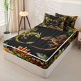 thumbnail image 2 of Metsweet Gothic Dragon Zipper Twin Comforter Sets with Fitted Sheet and 2 Pillowcases, Chic Flowers Zipper Bedding Set, Green Brown Orange,4-Piece,Black Reversible, 2 of 6