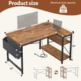 thumbnail image 4 of Exenoray L-Shaped Computer Desk with Power Outlet, 40" Reversible Corner Desk with Storage Shelf & Fabric Organizer, Space-Saving Home Office Workstation,Rustic Brown, 4 of 7