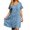 Z1#Blue271, variant on Puliio Mini Dresses for Women Summer Short Sleeve V Neck Textured Loose Casual Daily Wear Dress