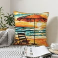 thumbnail image 6 of Haiem Beach Umbrella Sunset Print Velvet Soft Solid Decorative Square Throw Pillow Covers Set with Elegant Piping Christmas Cushion Case for Sofa Bedroom Car-16"x16", 6 of 8