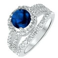 thumbnail image 2 of 3.25 Carat TW Halo Sapphire CZ Wedding Ring Set in Sterling Silver for Women 8, 2 of 4
