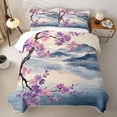 thumbnail image 2 of Homewish Pink Purple Cherry Blossom Quilt King,Japanese Style King Coverlet Set,3-Piece, 2 of 7