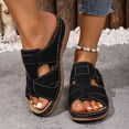 thumbnail image 2 of Gladiator Sandals for Women Summer Beach Vacation Walking Fisherman Slides Boho Hollow out Slip on Orthopedic Shoes Black Size 8, 2 of 7