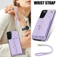 thumbnail image 4 of for Samsung Galaxy S21 Case, Wallet Phone PU Leather Case with Card Holder Crossbody Cover for Women Girls Strap Wristlet RFID Blocking Shockproof Protective Cover for Samsung S21, Violet, 4 of 9