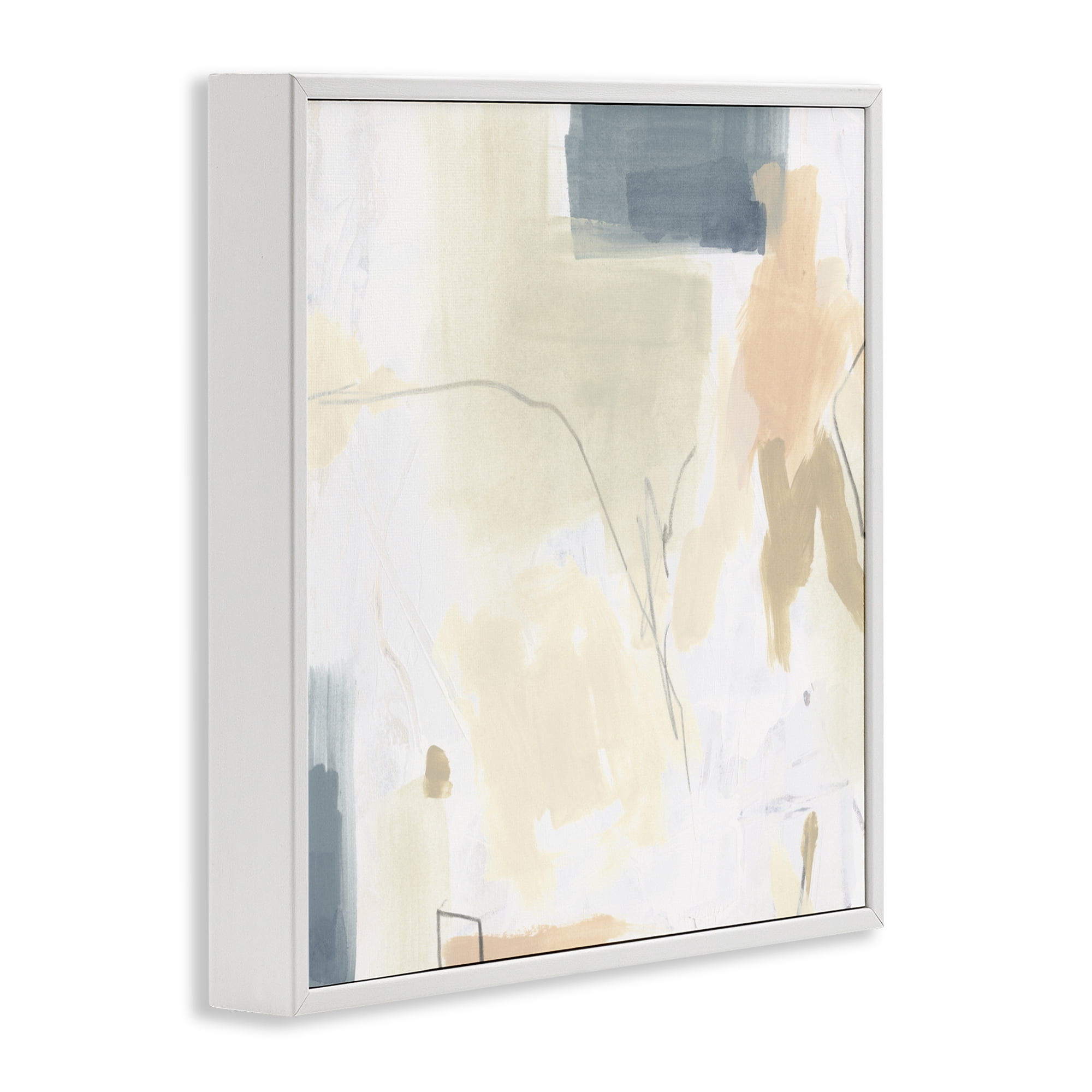 Stupell Industries Plaster Line Abstract White Framed Giclee Art, design by June Erica Vess