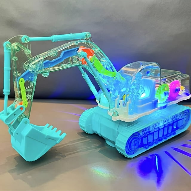 QJUHUNG Mechanical Gear Excavator 360-Degree Automatic Sensing Walking Retractable Digger Arm Transparent Shell Gears in Motion Suitable for Christmas And Halloween Gifts