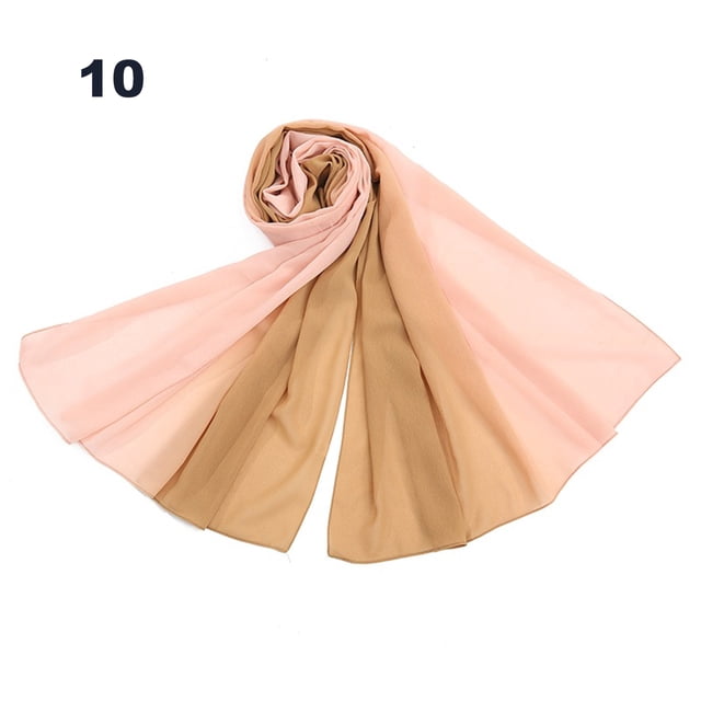 Opolski Scarf Gradient Color Multi-function Women Foldable Long Scarf Wrap for Club