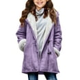 thumbnail image 2 of ATOGUTA Girls Fall Winter Jackets Fleece Jacket Fall Winter Full Zip Fuzzy Coat Outwear with Pockets Size 5T-14, Purple, 2 of 5