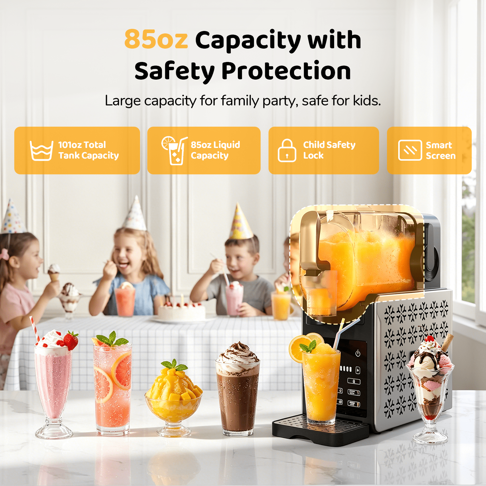 1.9L Slushie Machine & Soft Serve Ice Cream Maker with Rapid Freezing,8-in-1 85Oz Frozen Drink Machine, Slushie Maker, Margarita Machine for Home