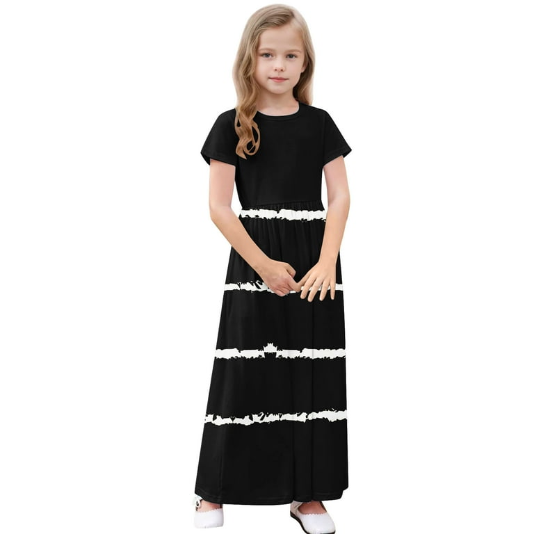 Thdhvs Girls Summer Dresses, Dresses for Kids, Toddler Kids Girls Cute Stripe Print Short Sleeve Stretchy Pocket Dress A Line Long Dress Black 5-6 Thdhvs Girls Summer Dresses, Dresses for Kids, Toddler Kids Girls Cute Stripe Print Short Sleeve Stretchy Pocket Dress A Line Long Dress Black 5-6