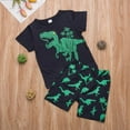 thumbnail image 2 of Little Boys 2PCS Outfit Set Short Sleeve  Neck Dinosaur Print T-shirt + Short Pants Set Summer  Clothes, 2 of 6