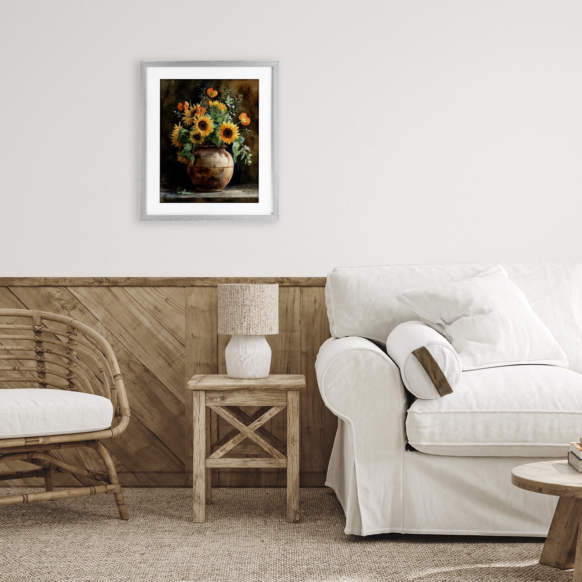 Stupell Industries Rustic Sunflower Display Gray Framed Print Under Glass, design by Franklyn Gregory