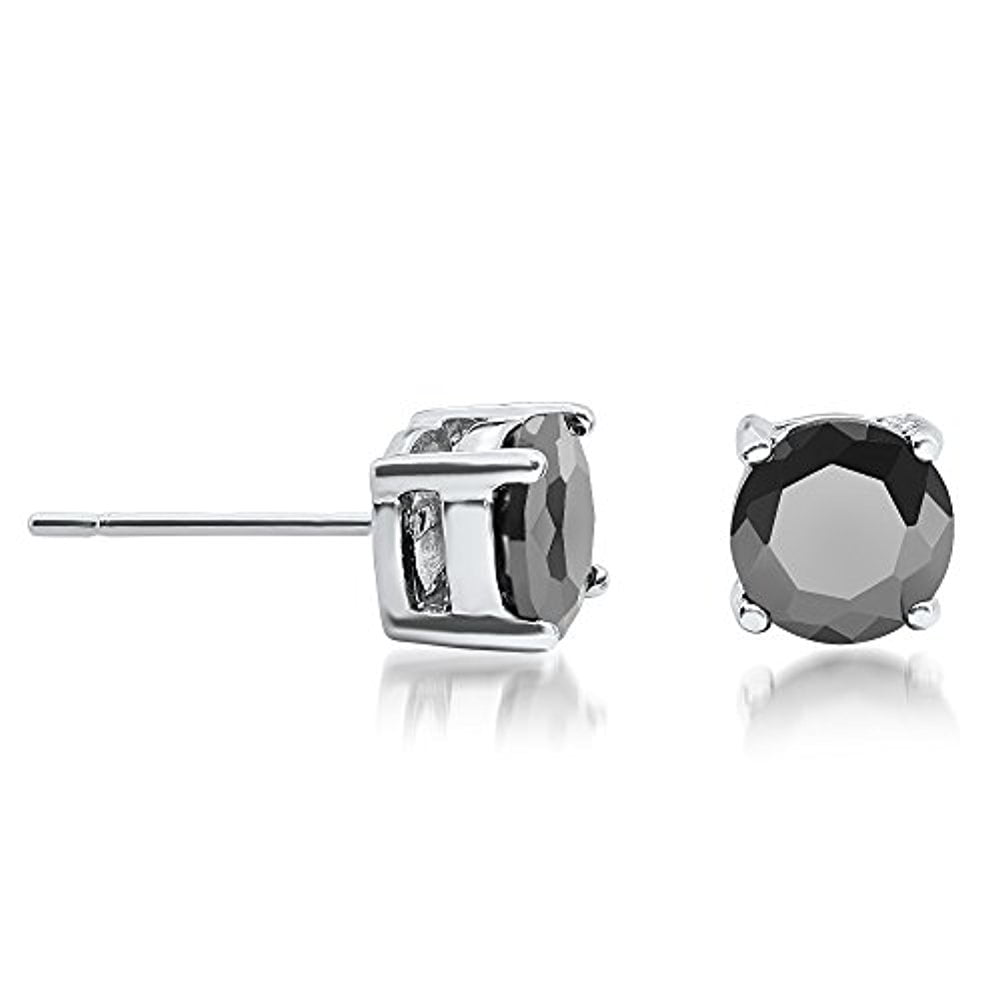 Buyless Fashion Girls Stud Earrings Silver With White Round Crystal CZ Gift Box