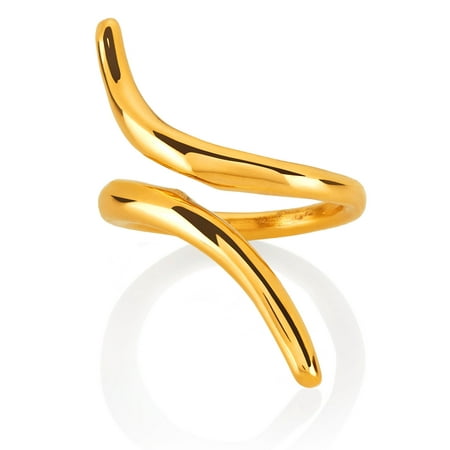 Stainless Steel Wave Ring - Gold Plated Waved Bypass Stainless Steel Ring (37mm)