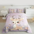 thumbnail image 2 of Castle Fairy Kawaii Animal Deer Full Size Comforter Sets 3-Piece for Kids Boys Girls,Flowers Flying Butterflies Bedding Comforter Set,Cartoon Jungle Wildlife Lightweight Bedding Sets, 2 of 8