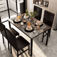 thumbnail image 3 of Stmoze Dining Table Set for 4, Kitchen Table and Chairs Set, Faux Marble Dining Table Set, Rectangle Dining Table with 4 Upholstered PU Leather Chairs, for Small Place, Apartment Home, Brown, 3 of 8