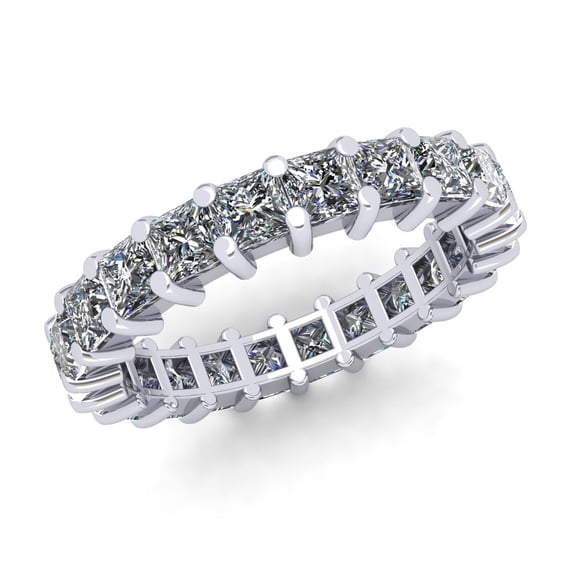 Natural 3.75Ct Princess Cut Diamond Shared Prong Women's Anniversary Wedding Eternity Band Ring Solid 950 Platinum G SI1