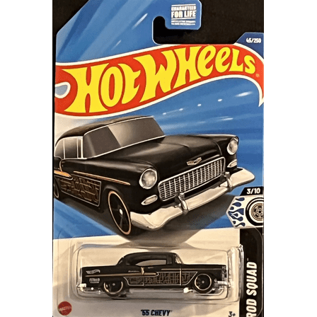 2025 HOT WHEELS BLACK '55 CHEVY 45/250 HW ROD SQUAD 3/10