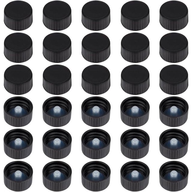 Tapas de botella de resina en forma de columna, color negro, 23 x 12 mm, diámetro interior: 18 mm