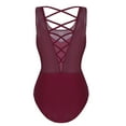 thumbnail image 4 of iEFiEL Women Sleeveless Mesh Splice Ballet Dance Leotard Yoga Gymnastics Bodysuit, 4 of 6