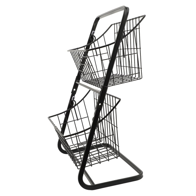 Cesta De Almacenamiento De Frutas De Cocina, Elegante Y Multiusos De 2 Niveles, Cuenco De Cesta De Frutas, Diseño Hueco, Acero Al Carbono, Gran Capacidad Para Dormitorio Para Sala