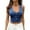 Dark Blue, variant on Fanxing Womens Denim Crop Vests Sleeveless V Neck Jean Suit Fitted Waistcoat Vest Black M