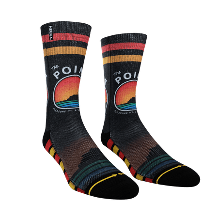 

MERGE4 Slidertown The Point Large Crew Socks for Men and Women Local Surf Spot Comfort Cushioned