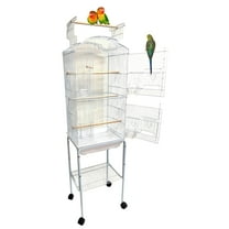 63-inch Open/Clsoe Play Perch Stand Top Parakeet Lovebirds Flight Home Cage with Removable Rolling Stand for Finches Canaries Cockatiels Budgie Parrotlet Conures Pet Birdcage