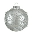 thumbnail image 2 of Northlight Glittered Floral Christmas Glass Ball Ornaments - 3.25" (80mm) - Silver - 4ct, 2 of 5