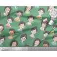 thumbnail image 2 of Soimoi Vert Voile de Coton Femmes Visage Humain Figure Tissu Imprime par Yard 56 Pouces de Large, 2 of 5
