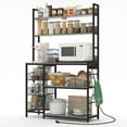 thumbnail image 2 of Chnnmbrn Kitchen Bakers Rack Steel Standard Baker's Rack with Microwave Compatibility with Power Outlet,Gray, 2 of 10